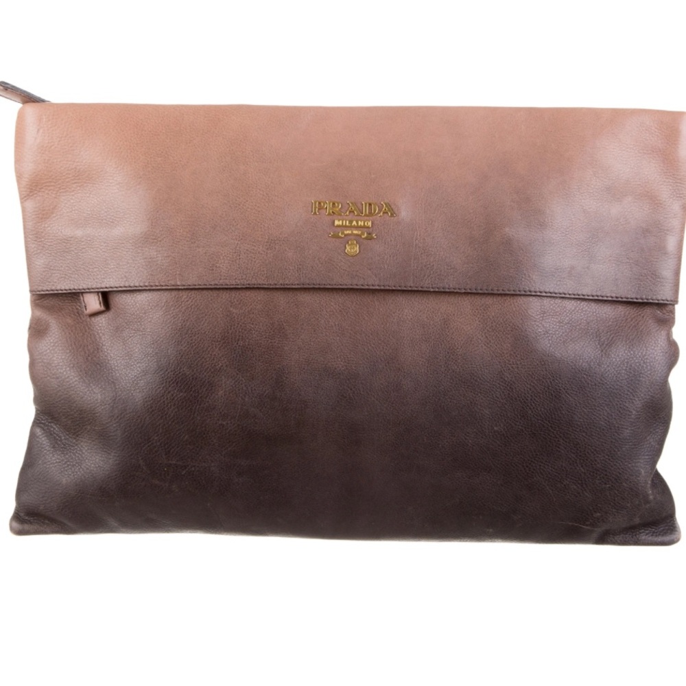 ISO Prada Brown Leather Clutch